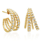 Yellow Gold and Diamond Beaded Hoops