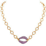 Reversible Diamond and Pink Sapphire Gallet Necklace