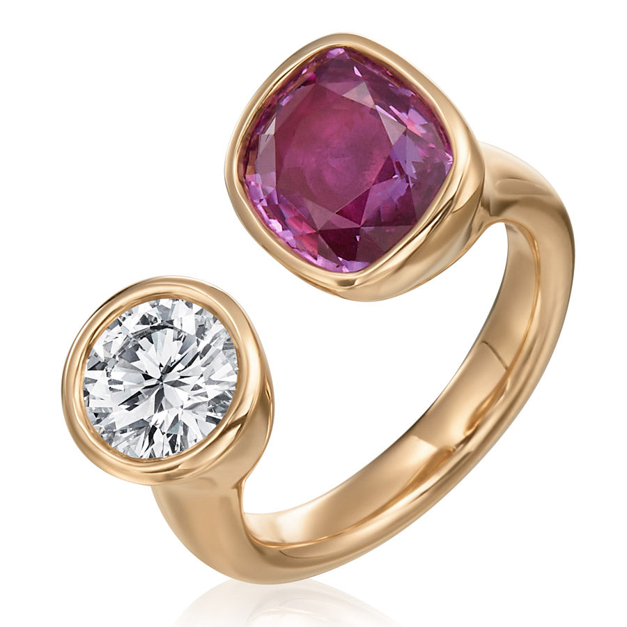 Pink Sapphire and Diamond Toi et Moi Spectrum Ring – Gumuchian