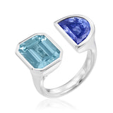 Aquamarine and Tanzanite Toi et Moi Spectrum Ring