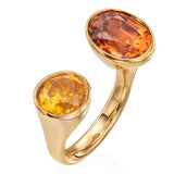 Yellow Zircon and Orange Zircon Toi et Moi Spectrum Ring