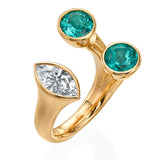 Apatite and Diamond Toi et Moi Spectrum Ring