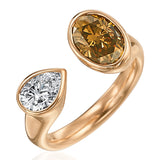 Fancy Orange Brown Diamond Toi et Moi Spectrum Ring