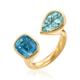 Tourmaline and Aquamarine Toi et Moi Spectrum Ring