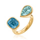 Tourmaline and Aquamarine Toi et Moi Spectrum Ring