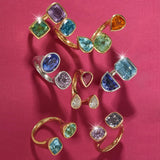 Sapphire and Tourmaline Toi et Moi Spectrum Ring