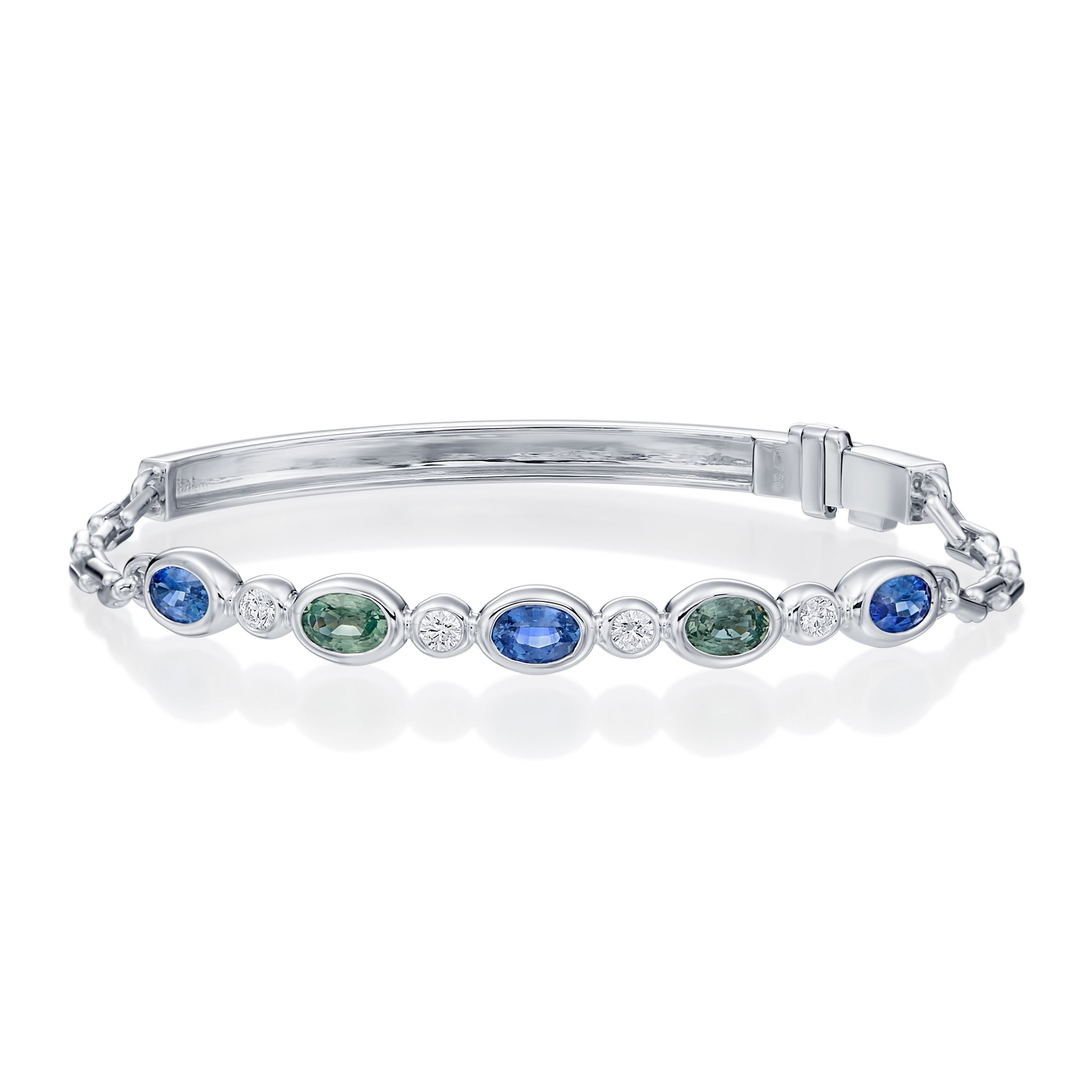 Blue & Green Sapphire Diamond Bracelet