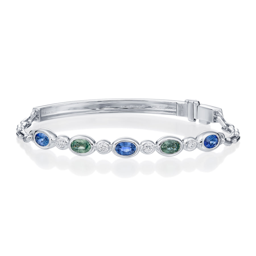 Blue & Green Sapphire Diamond Bracelet