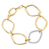 Two Tone Gold and Diamond Large Chain Gallet Bracelet