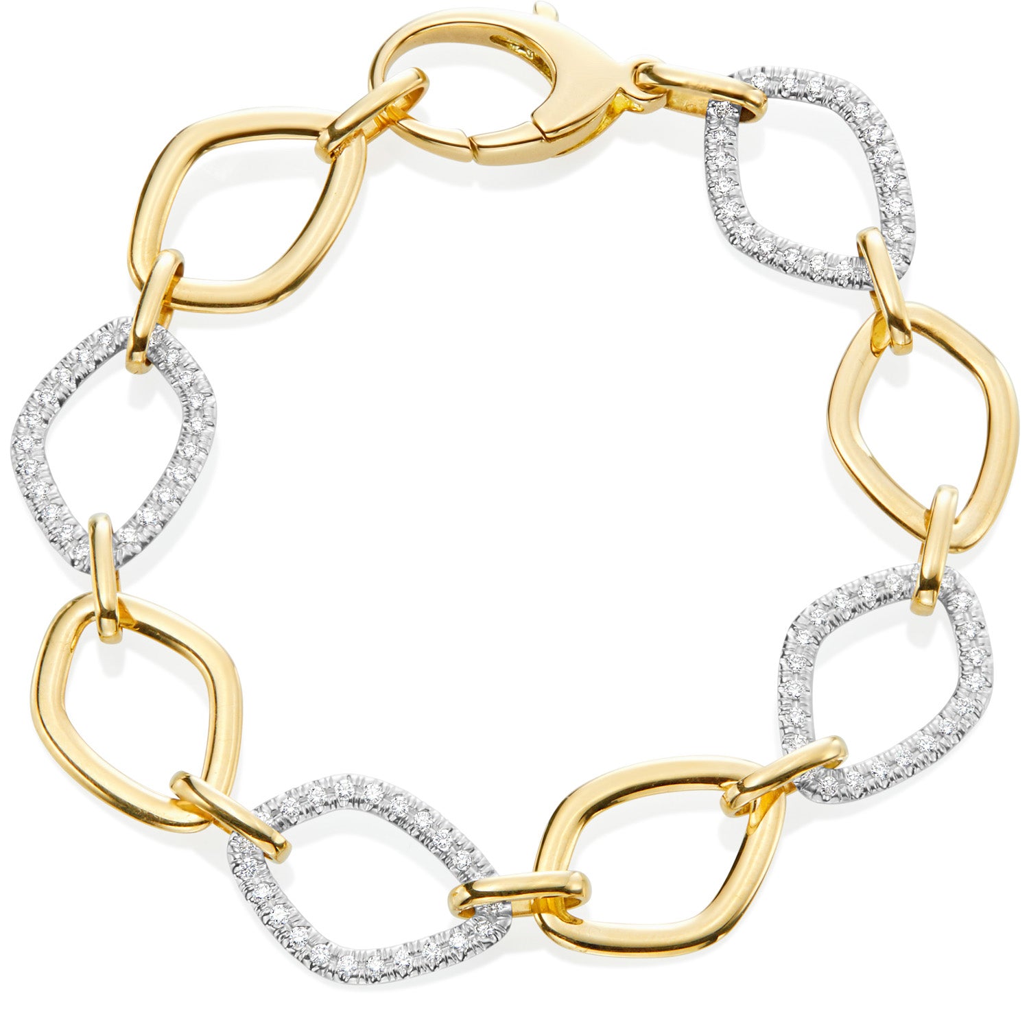 Two Tone Gold and Diamond Medium Chain Gallet Bracelet