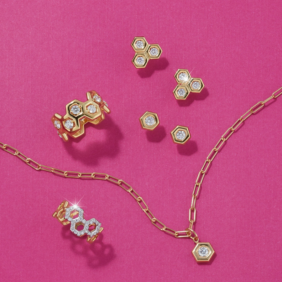 Diamond Pendant Paper Clip Chain