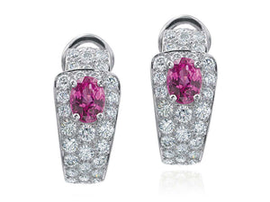 Platinum Diamond and Pink Sapphire Buckle Earrings