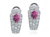Platinum Diamond and Pink Sapphire Buckle Earrings