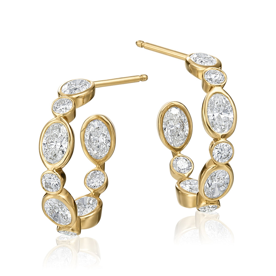Oval & Round Diamond Hoops