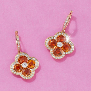 Orange Sapphire Fleur Earrings