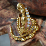 Gold & Diamond Double Hoop Nutmeg Earrings