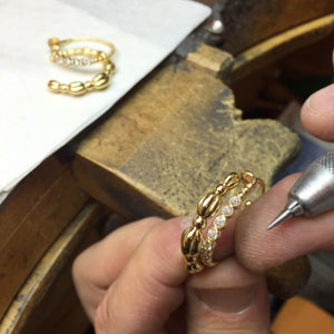 Gold & Diamond Double Hoop Nutmeg Earrings