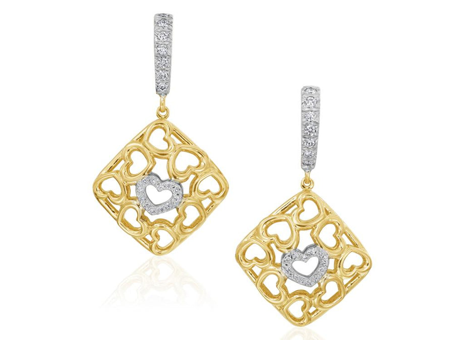 Gold & Diamond Tiny Hearts Earrings