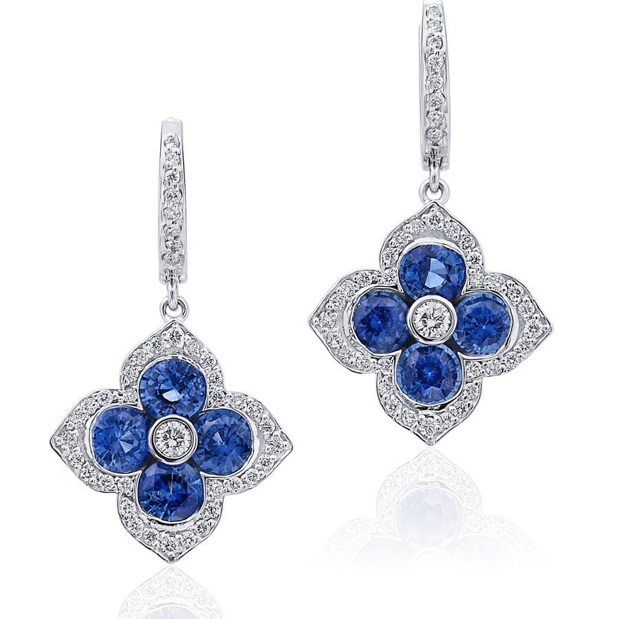 Blue Sapphire Lotus G Boutique Earrings