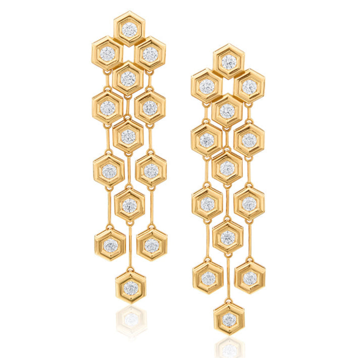 Diamond Honeycomb Chandelier Earrings