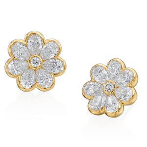 Pear Shape Diamond Fleur Studs