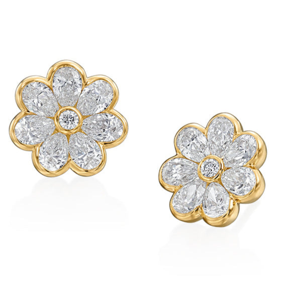 Pear Shape Diamond Fleur Studs