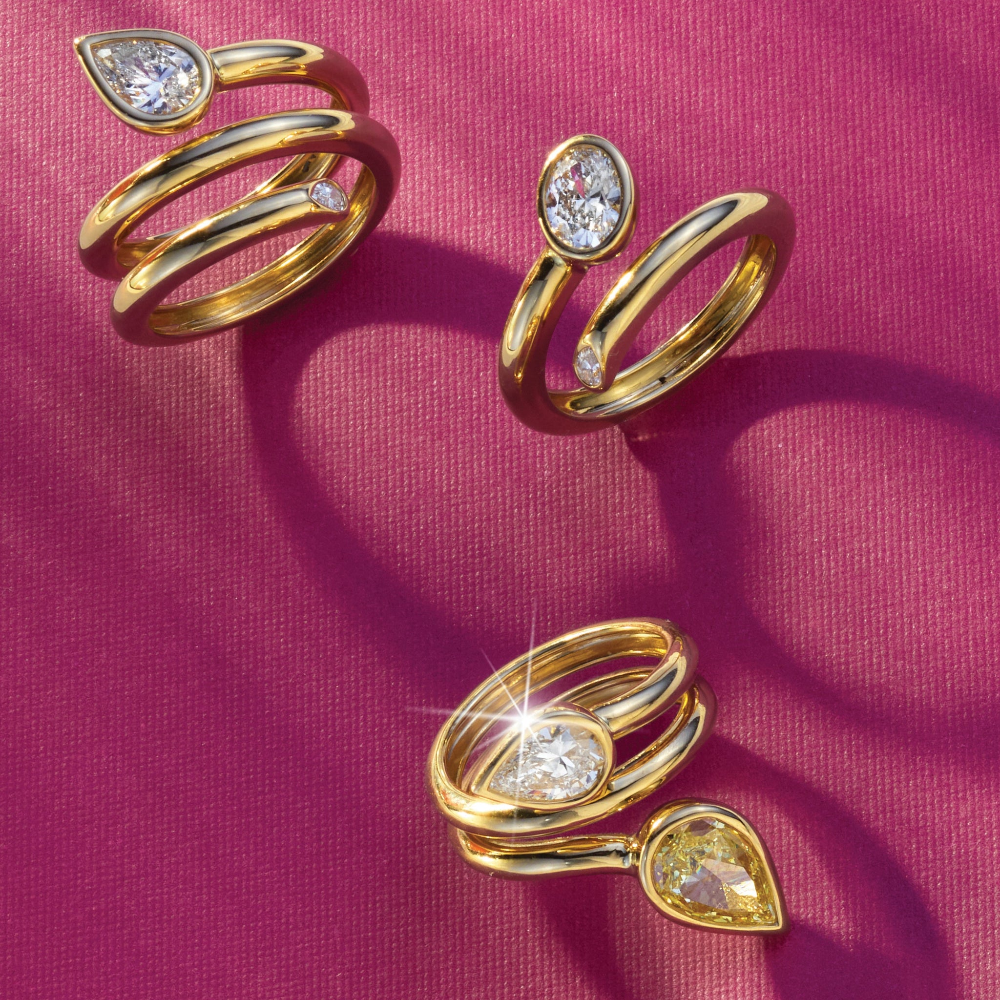 Triple By Pass Pear Engagement Ring