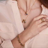 Pink Sapphire Bezel Gold Bracelet