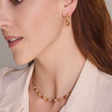 Yellow & Orange Sapphire & Diamond Tennis Necklace