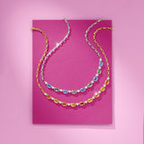 Green & Blue Sapphire & Diamond Tennis Necklace