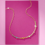Bezel Set Multi Color Sapphire and Diamond Moonlight Tennis Necklace