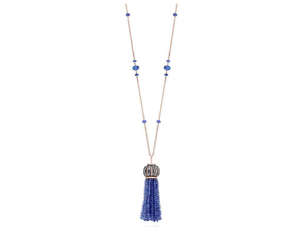 Diamond & Tanzanite Tassel Necklace