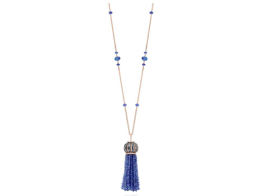Diamond & Tanzanite Tassel Necklace
