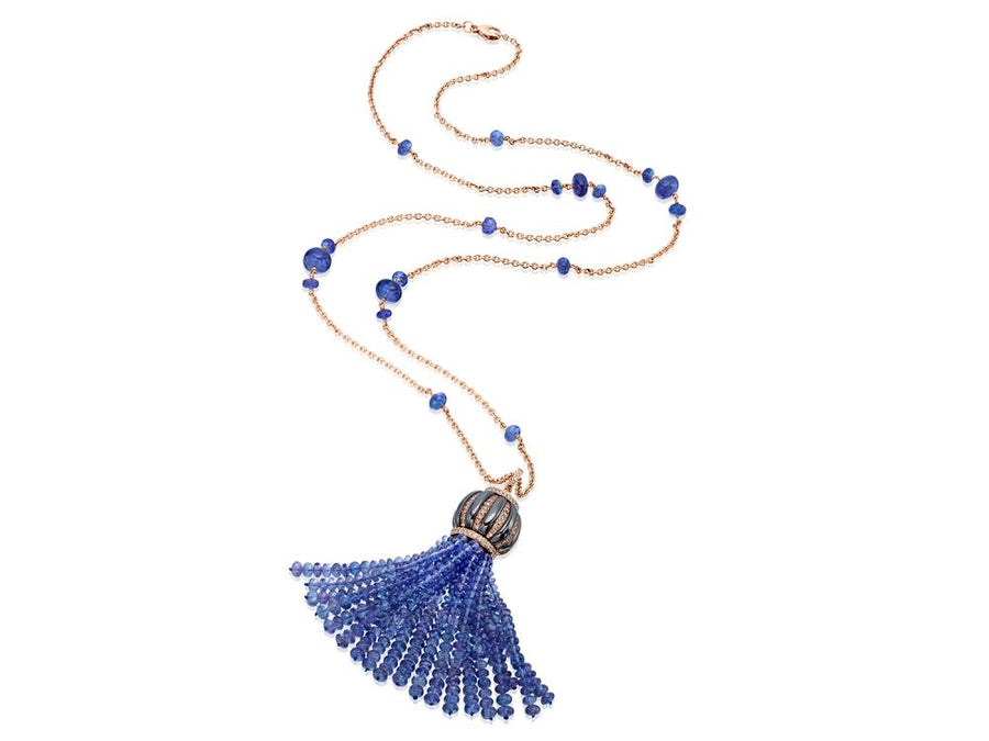 Diamond & Tanzanite Tassel Necklace