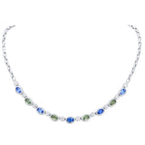 Green & Blue Sapphire & Diamond Tennis Necklace