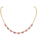 Pink Purple Sapphire & Diamond Necklace