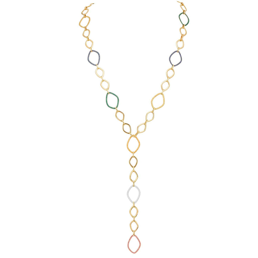Convertible Multi Color Sapphire, Emerald & Diamond Gallet Necklace