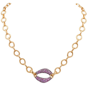 Reversible Diamond and Pink Sapphire Gallet Necklace