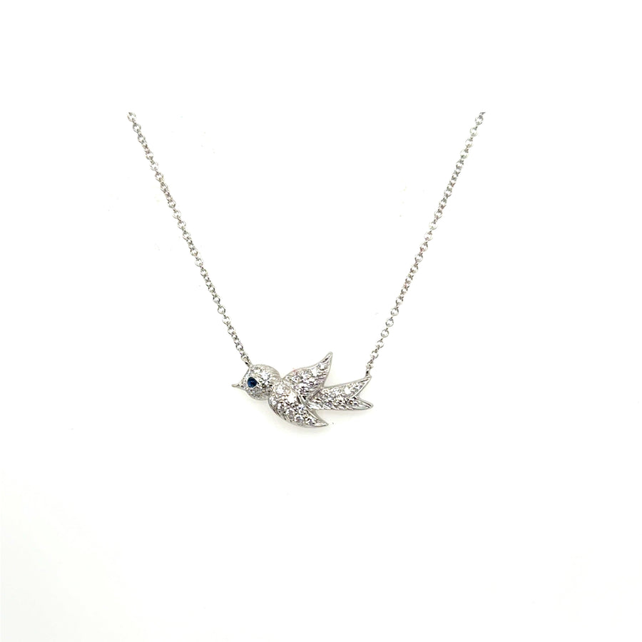 Diamond & Sapphire Bird Pendant