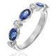 Blue Sapphire & Diamond Half-Way Ring