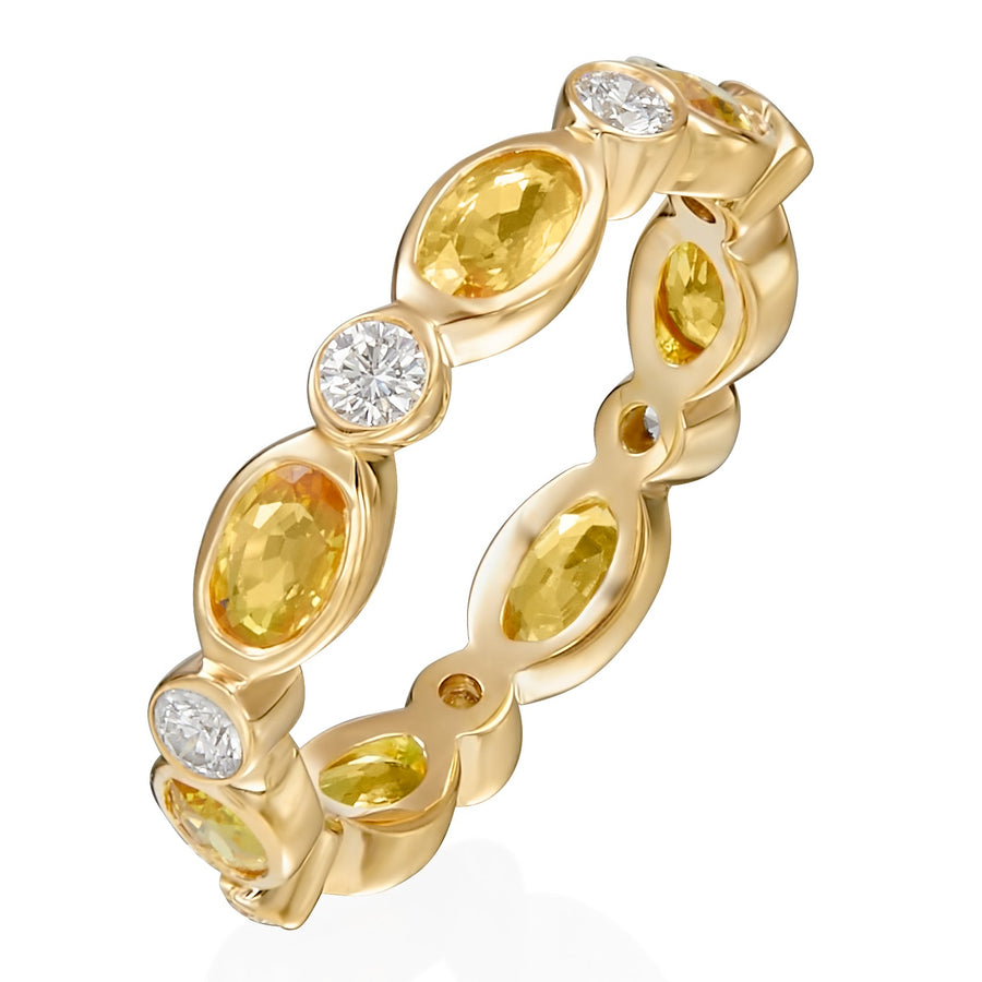 Yellow Sapphire & Diamond Eternity Band