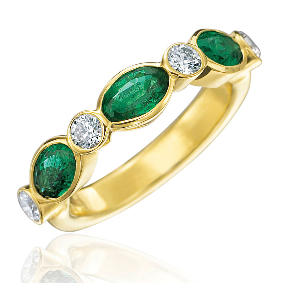 Emerald & Diamond Half-Way Ring
