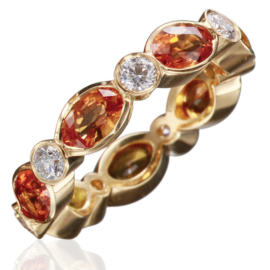 Yellow/Orange Sapphire & Diamond Ring