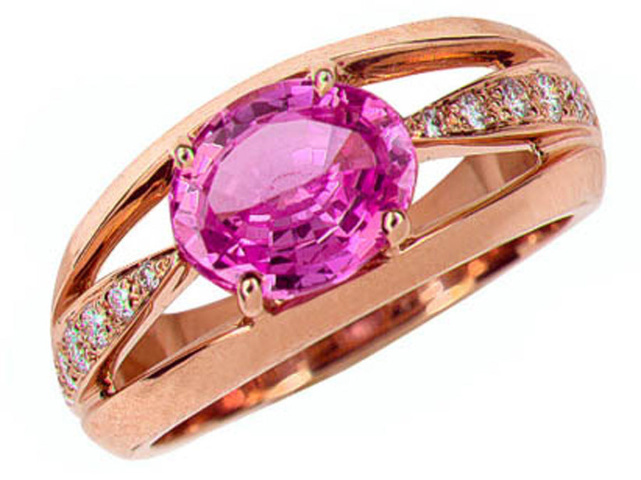 Pink Sapphire and Diamond Luna Ring