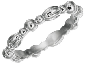 White Gold Beaded Nutmeg Band