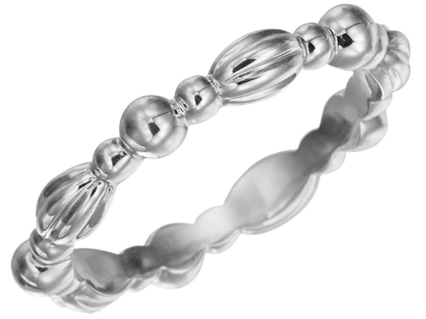 White Gold Beaded Nutmeg Band