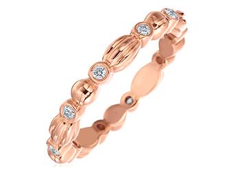 Rose Gold and Diamond Beaded Nutmeg Band