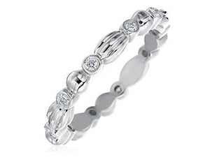 White Gold and Diamond Beaded Nutmeg Band