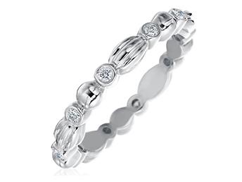 White Gold and Diamond Beaded Nutmeg Band