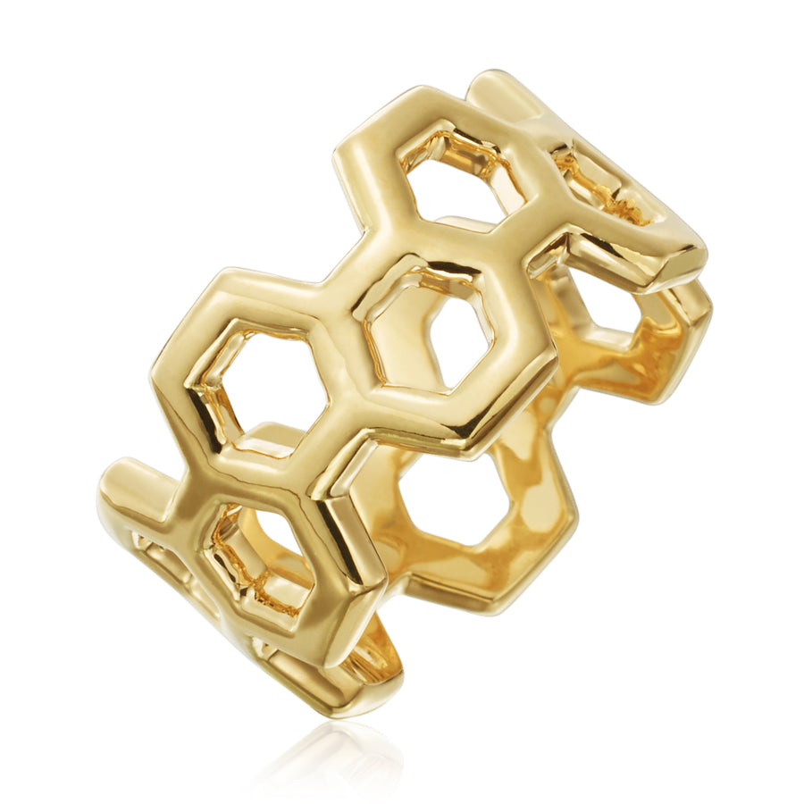 Gold Honeycomb B Ring